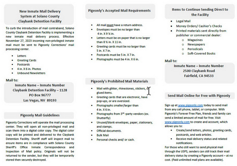 Solano County Jail Mail Information